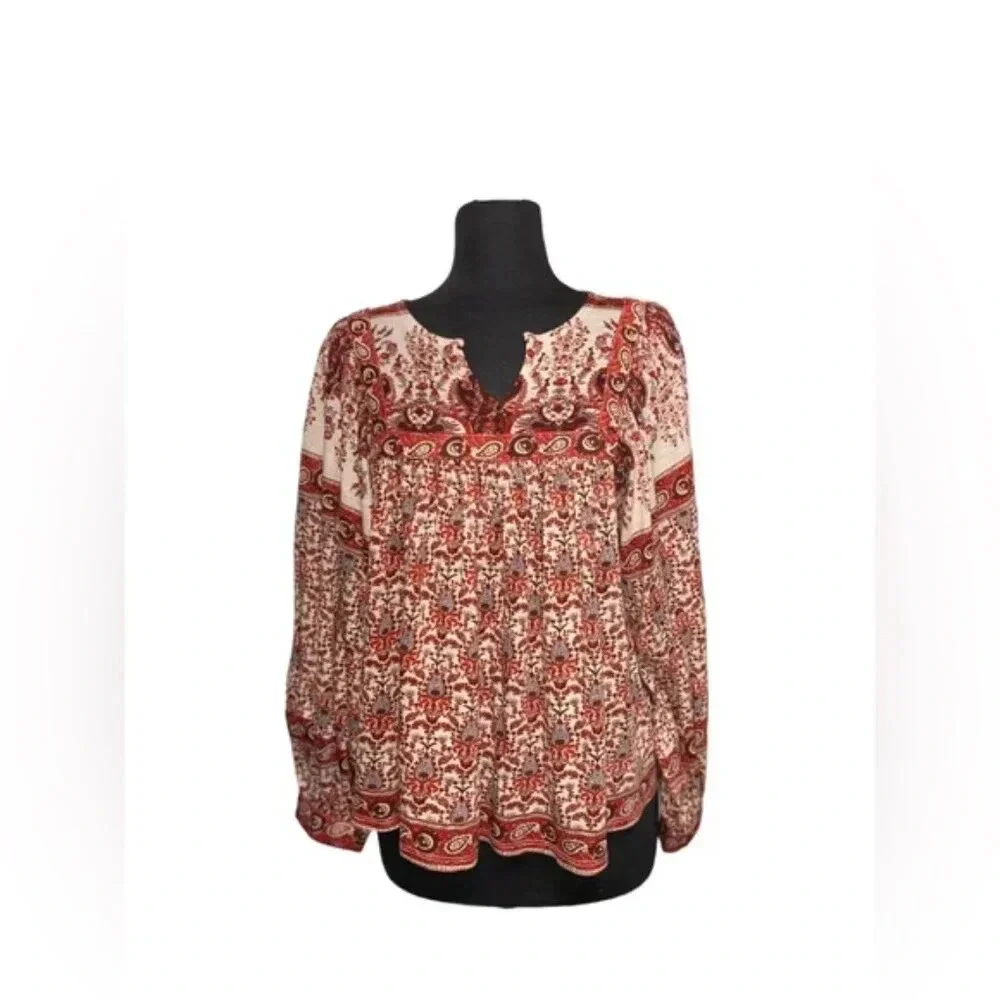 Rachel Zoe Floral Boho Long Sleeve Blouse Medium - Picture 6 of 7